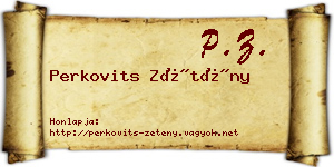 Perkovits Zétény névjegykártya